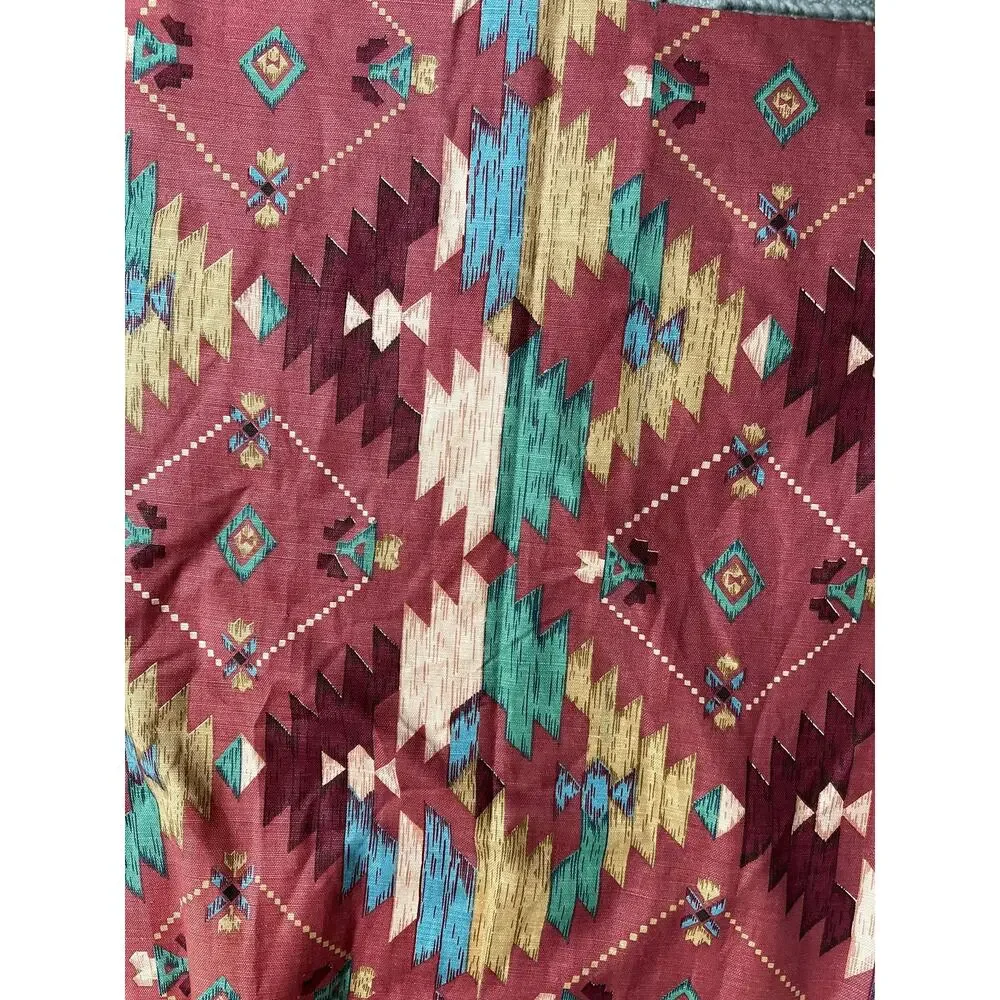 Vintage custom drapes lined pinch pleat Southwestern kilim traditional set pair